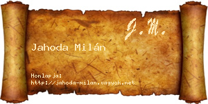 Jahoda Milán névjegykártya